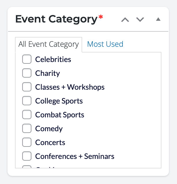 How to create an event -- Categories